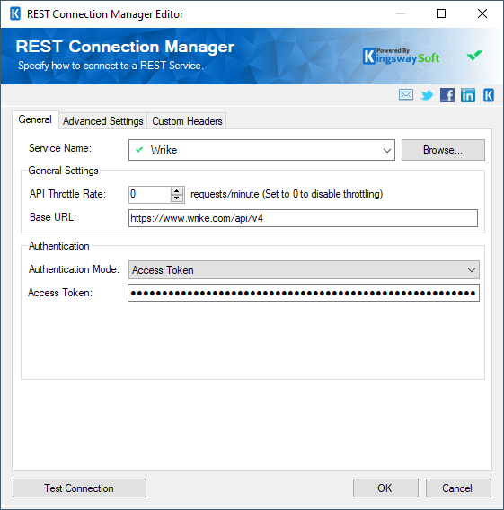 Wrike Rest Connection Manager Access Token